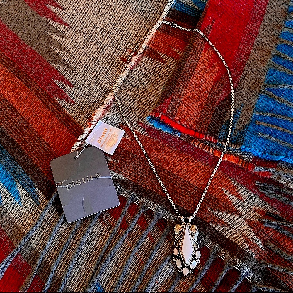 Angela Lee sterling silver pendant with a 925 chain. including a new Pistil wrap